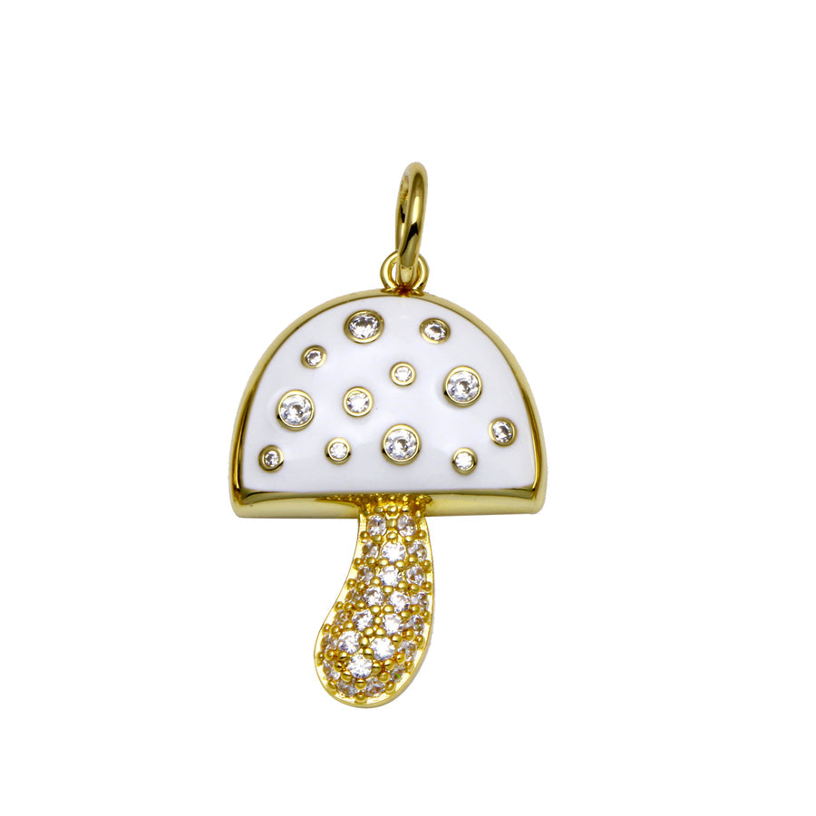 Enamel & Pave Mushroom Charm