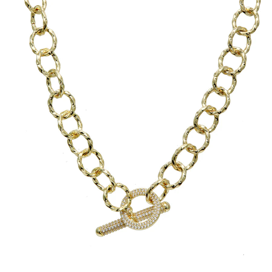 Hammered Chain Toggle Necklace