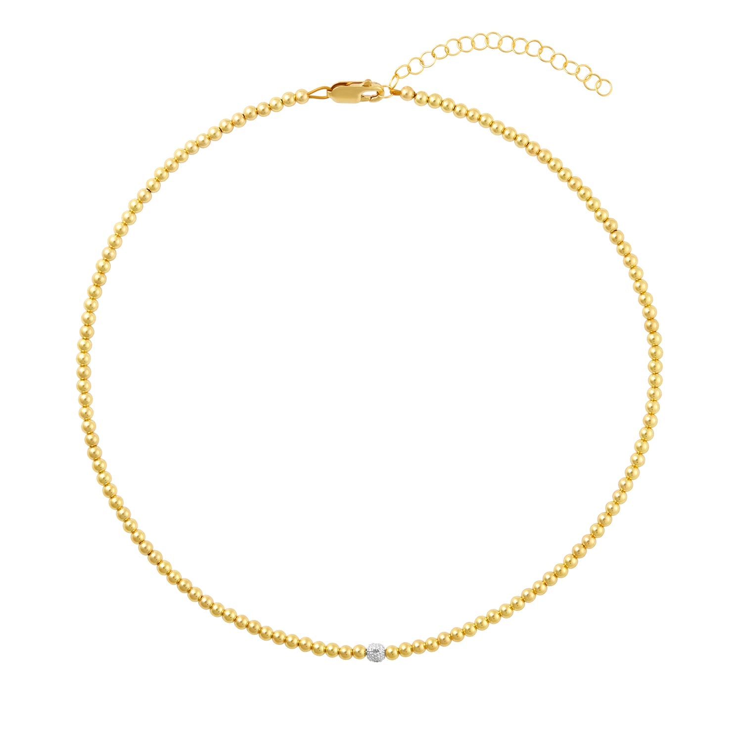 3MM Signature Necklace with 14K Diamond Bead