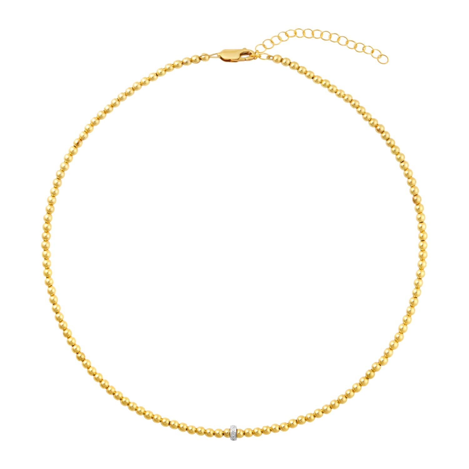 3MM Signature Necklace with 14K Diamond Rondelle