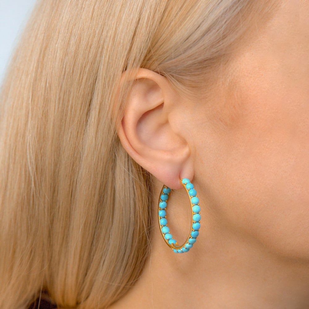 Olivia 49 Gold Blue Turquoise Hoop