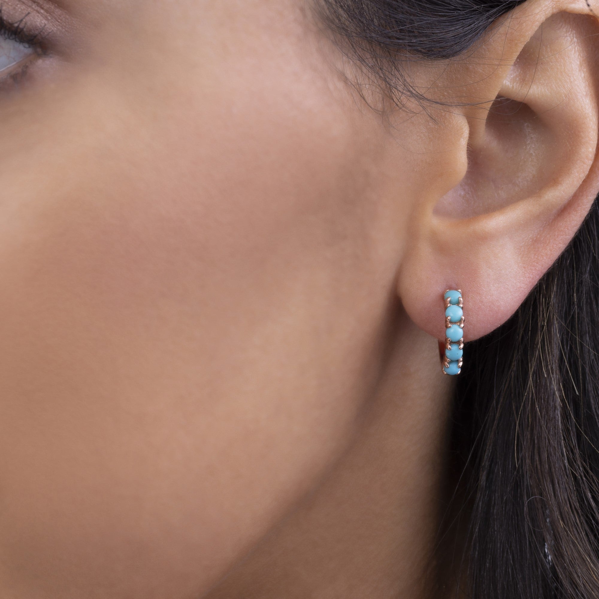 Olivia 72 Blue Turquoise Huggie Earrings