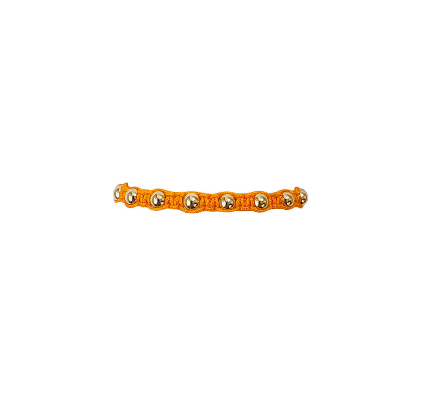 ORANGE MACRAME BRACELET WITH YELLOW GOLD FILLED BEADS