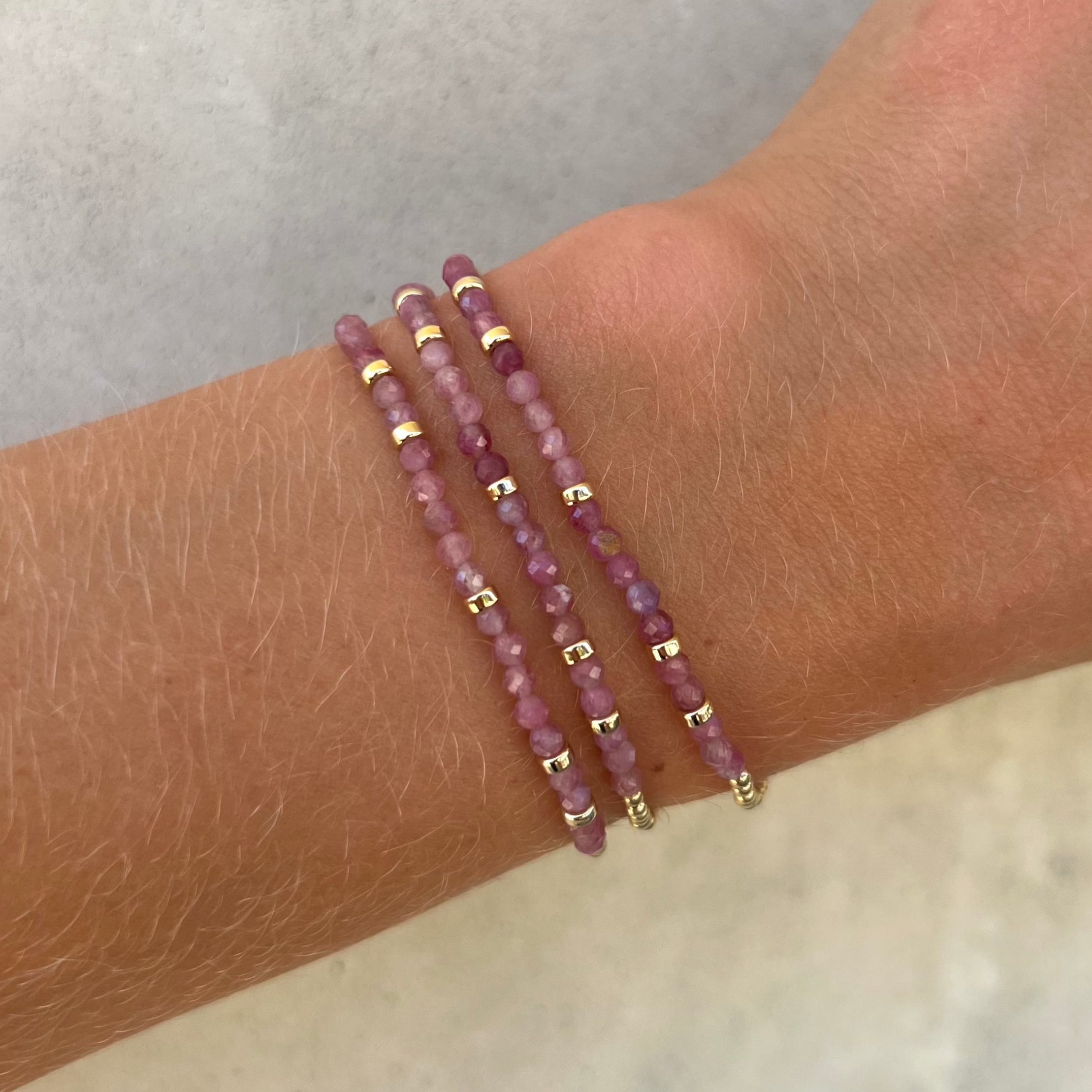 2mm Signature Bracelet with Pink Tourmaline and Rondelles