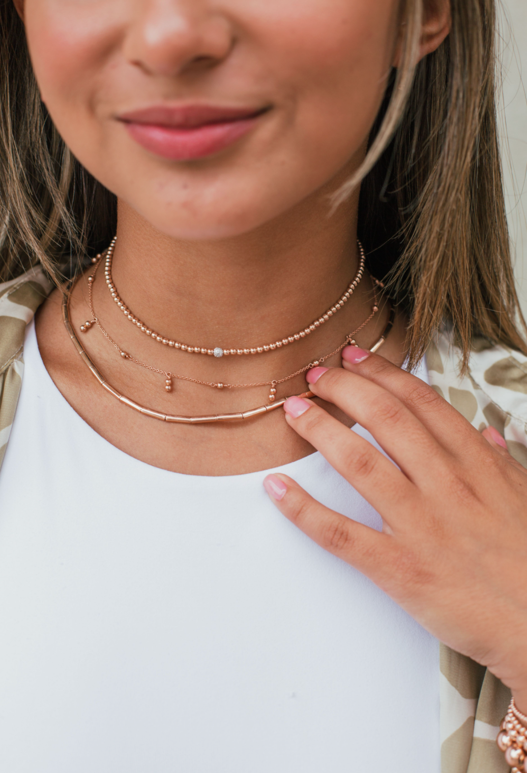 3MM Signature Rose Gold Necklace with 14K Diamond Bead