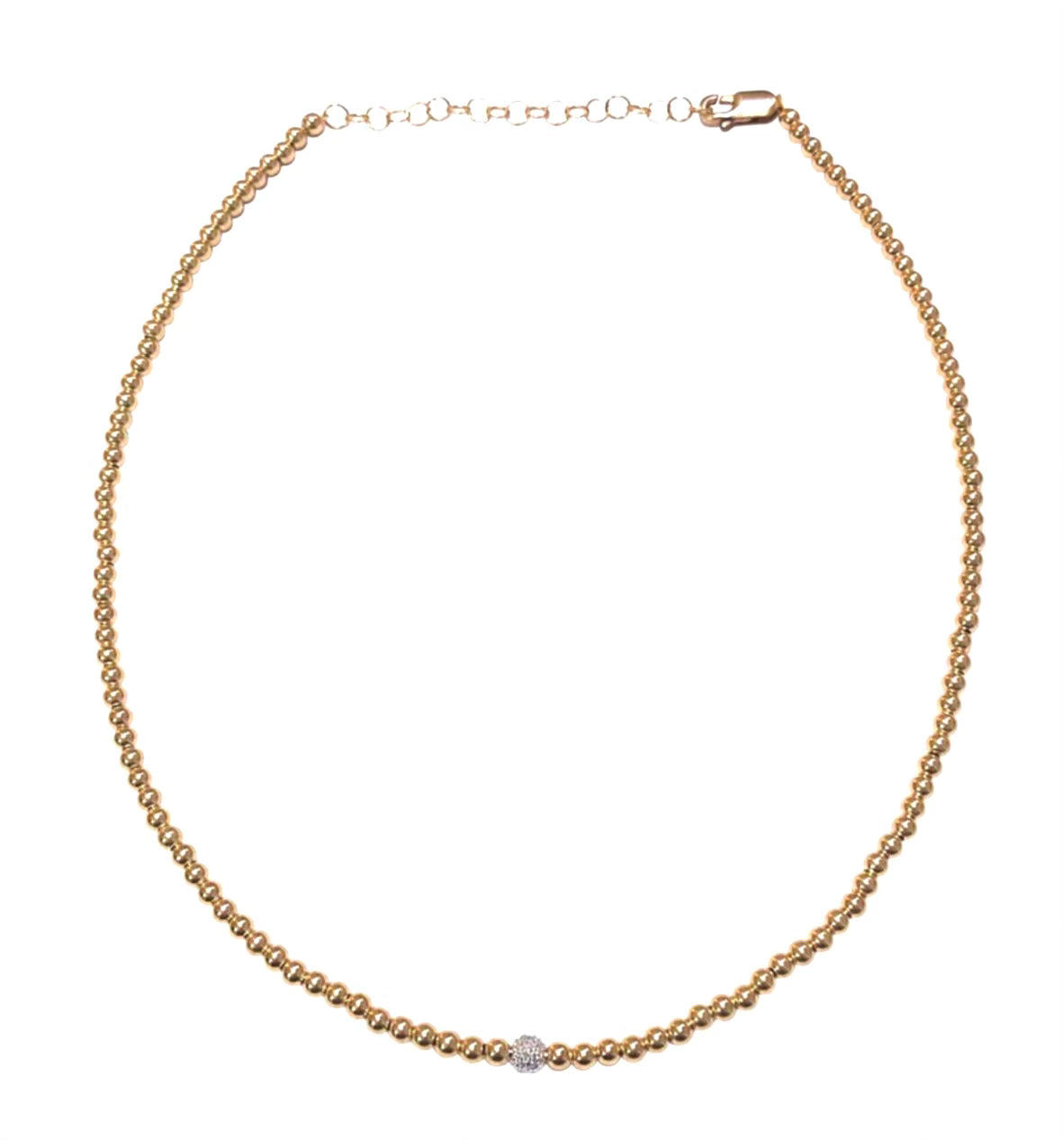 3MM Signature Rose Gold Necklace with 14K Diamond Bead