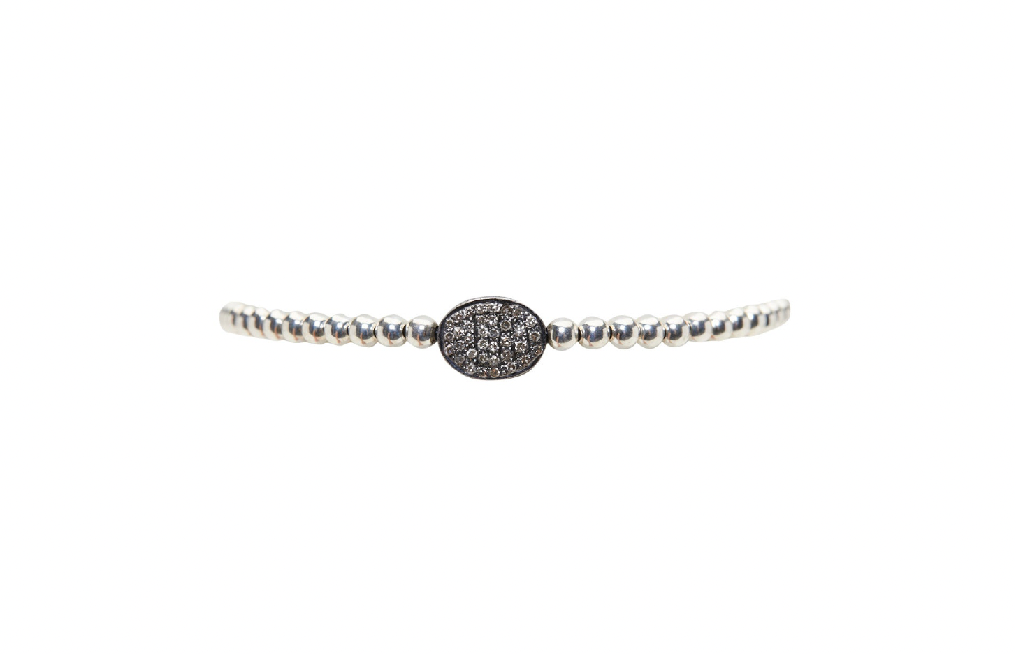 3MM Signature Bracelet with Sterling Silver Oxidized Diamond Bean