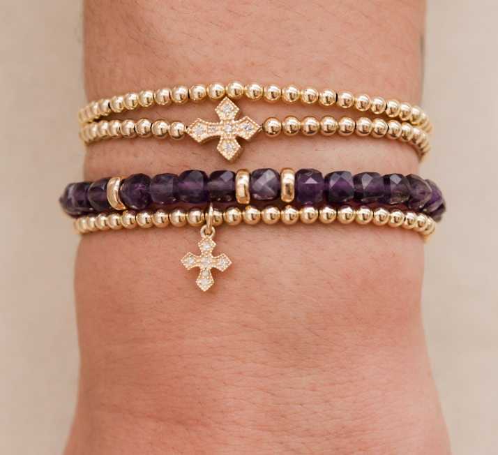 Amethyst and Rondelle Pattern Bracelet