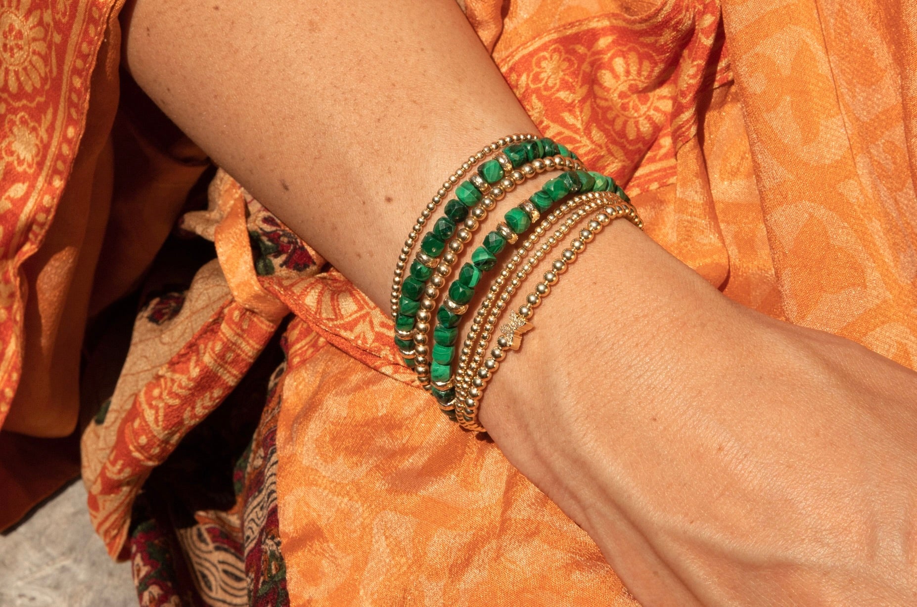 Malachite and Rondelle Pattern Bracelet