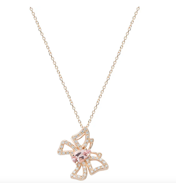 BUTTERFLY NECKLACE (1327) - MORGANITE / RG