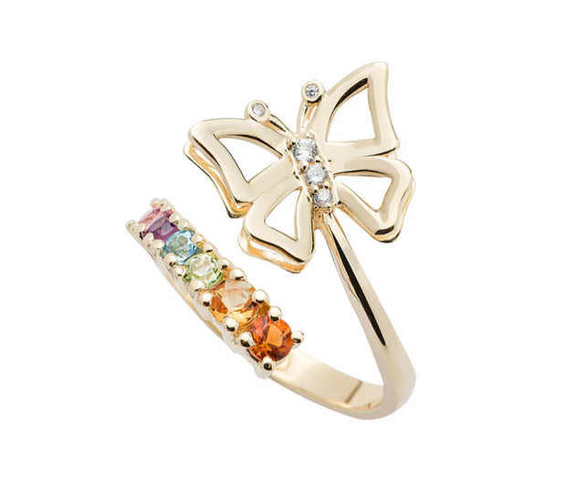 BUTTERFLY RING (1327) - MIXED COLORS / YG - 5