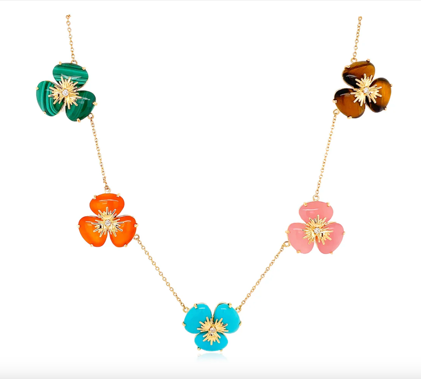 18K PENSÉE NECKLACE -  5 FLOWERS