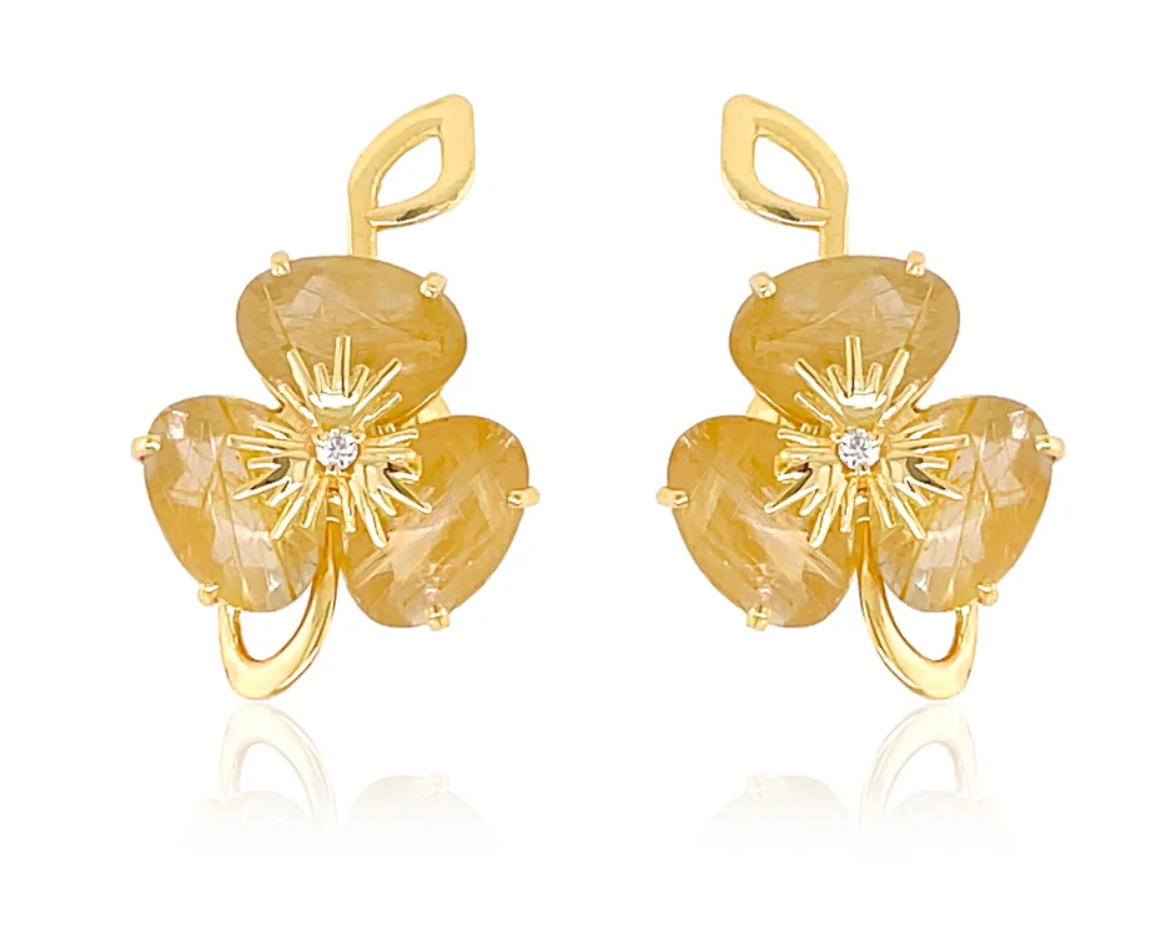 18K PENSÉE EARRINGS - (DETAILED)