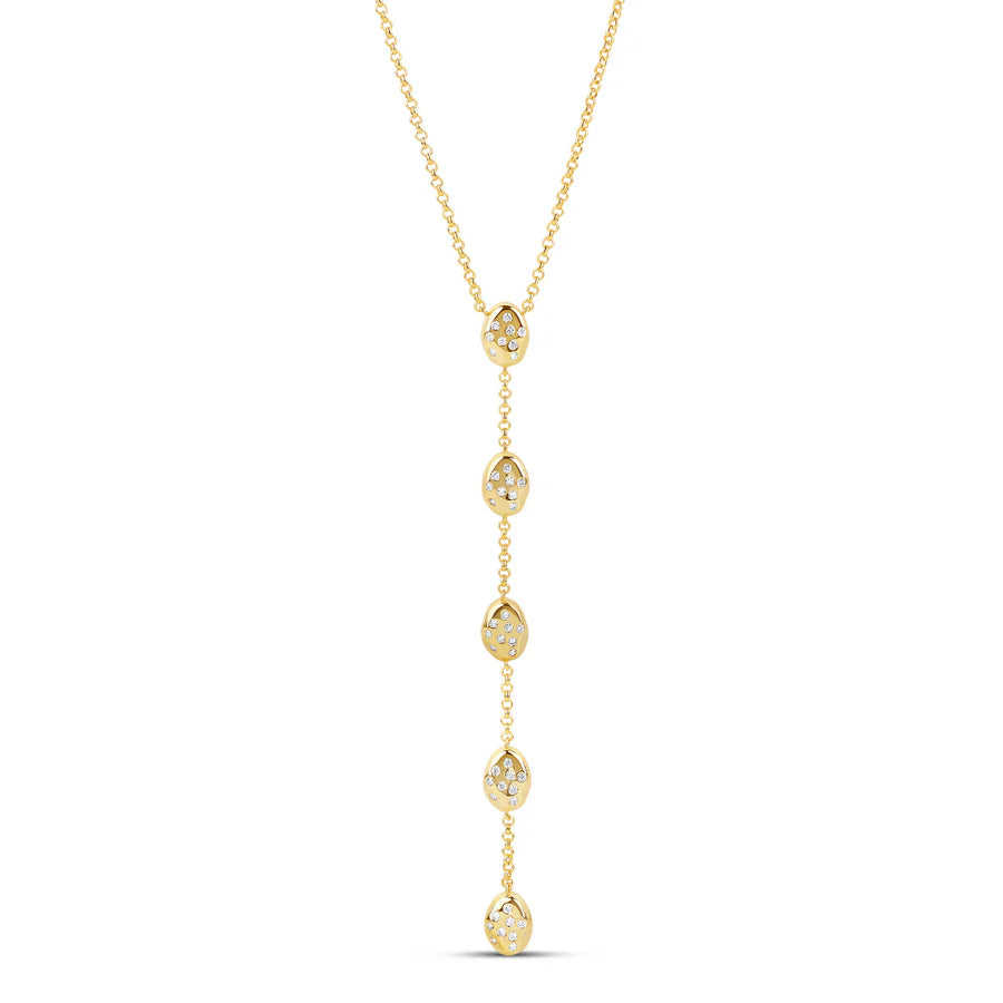 Pave Golden Pebble Lariat