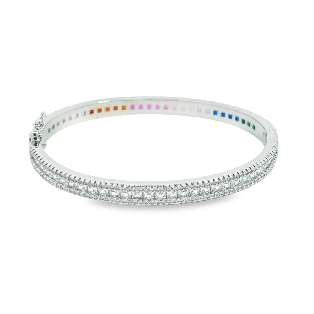 Two Sided Rainbow Baguette Bangle