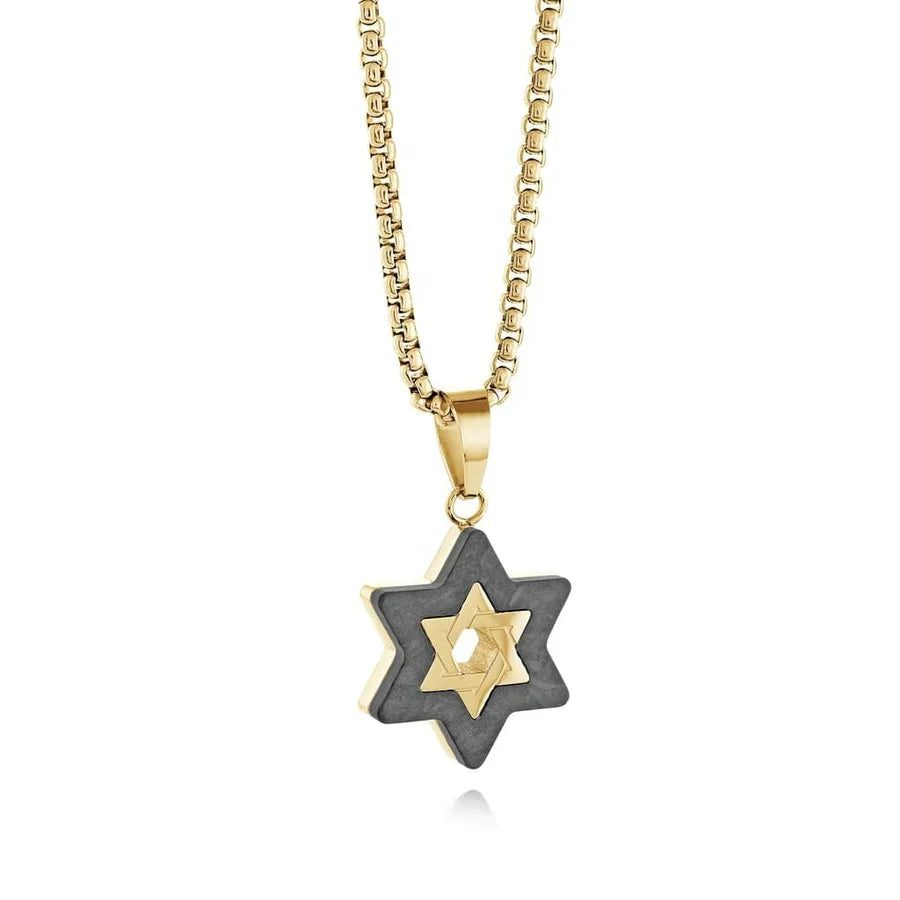 Carbon Fibre Star David Pendant Necklace