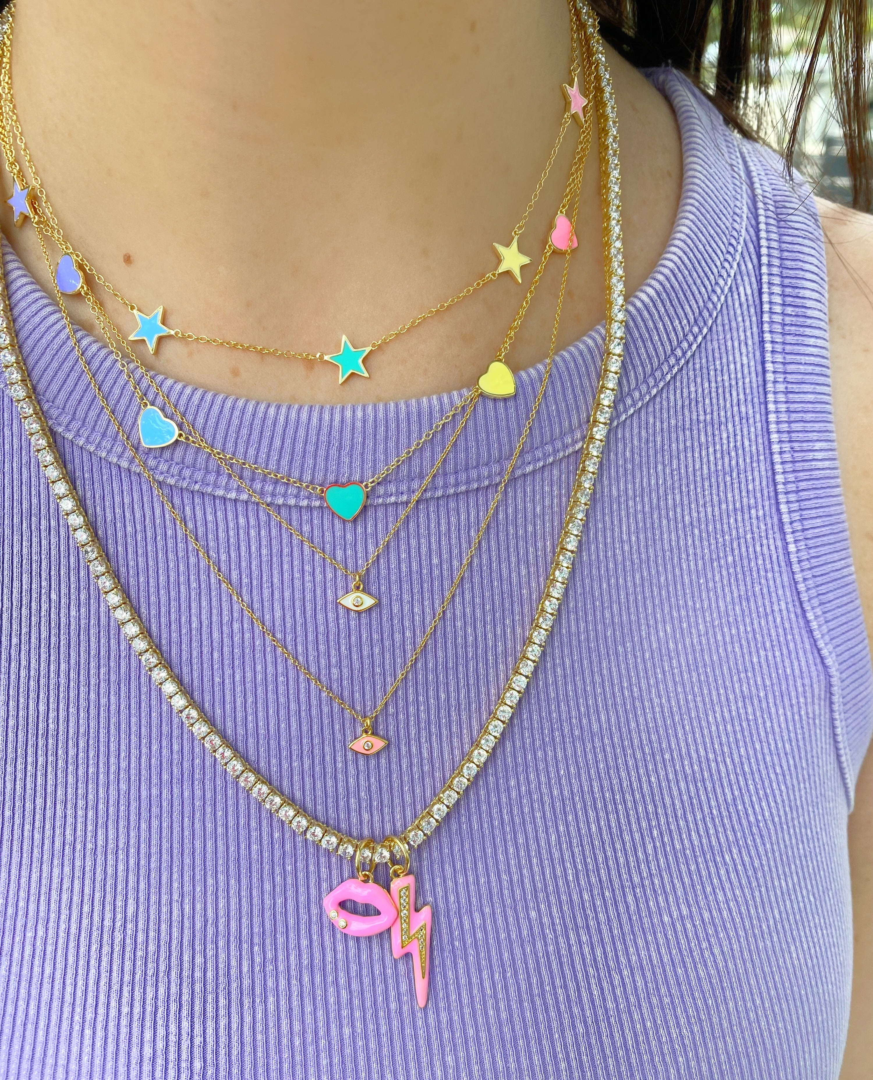 Pastel Enamel Star Necklace