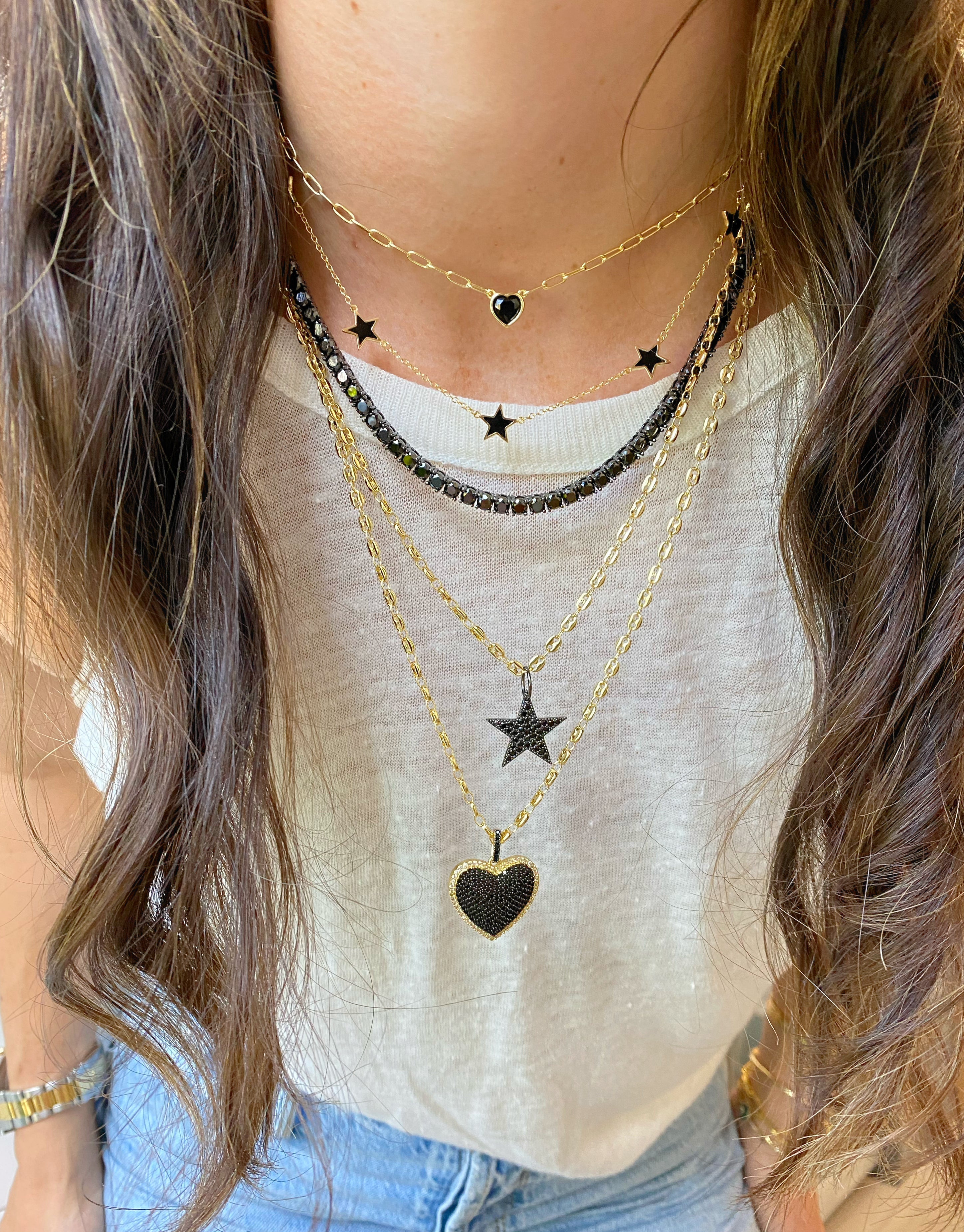 Black Enamel Star Necklace