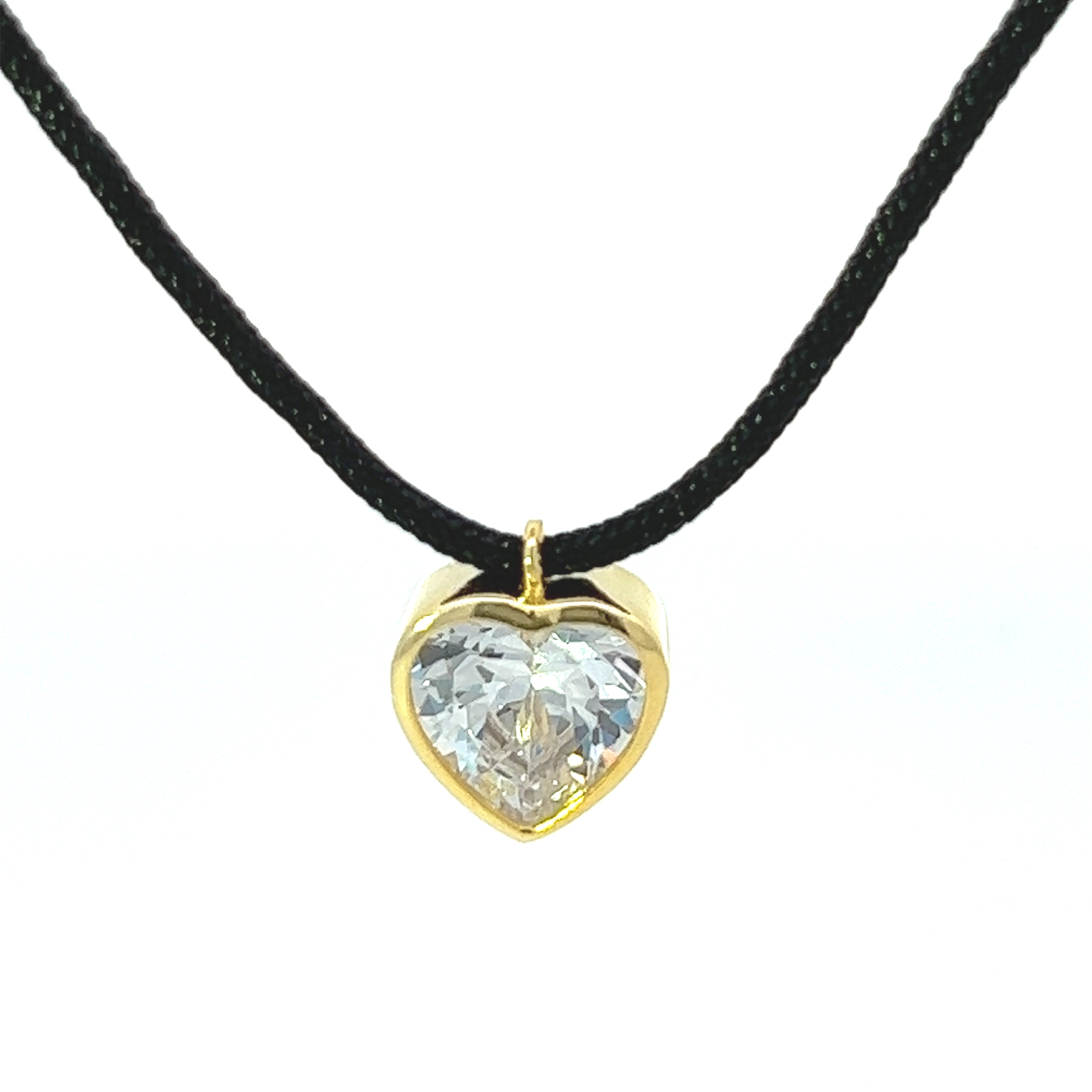 Bezel Heart String Necklace