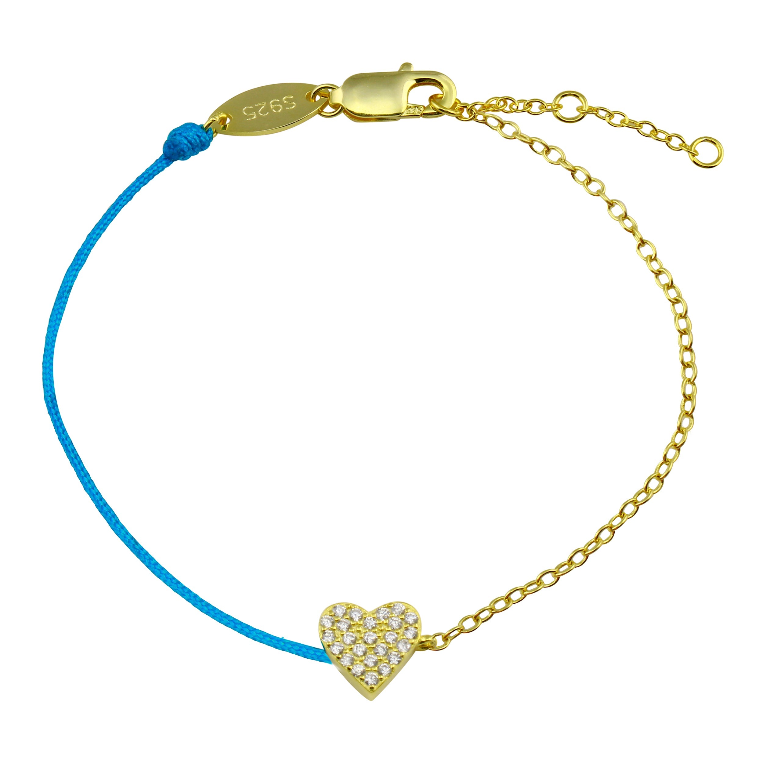 Pave Heart String Bracelet