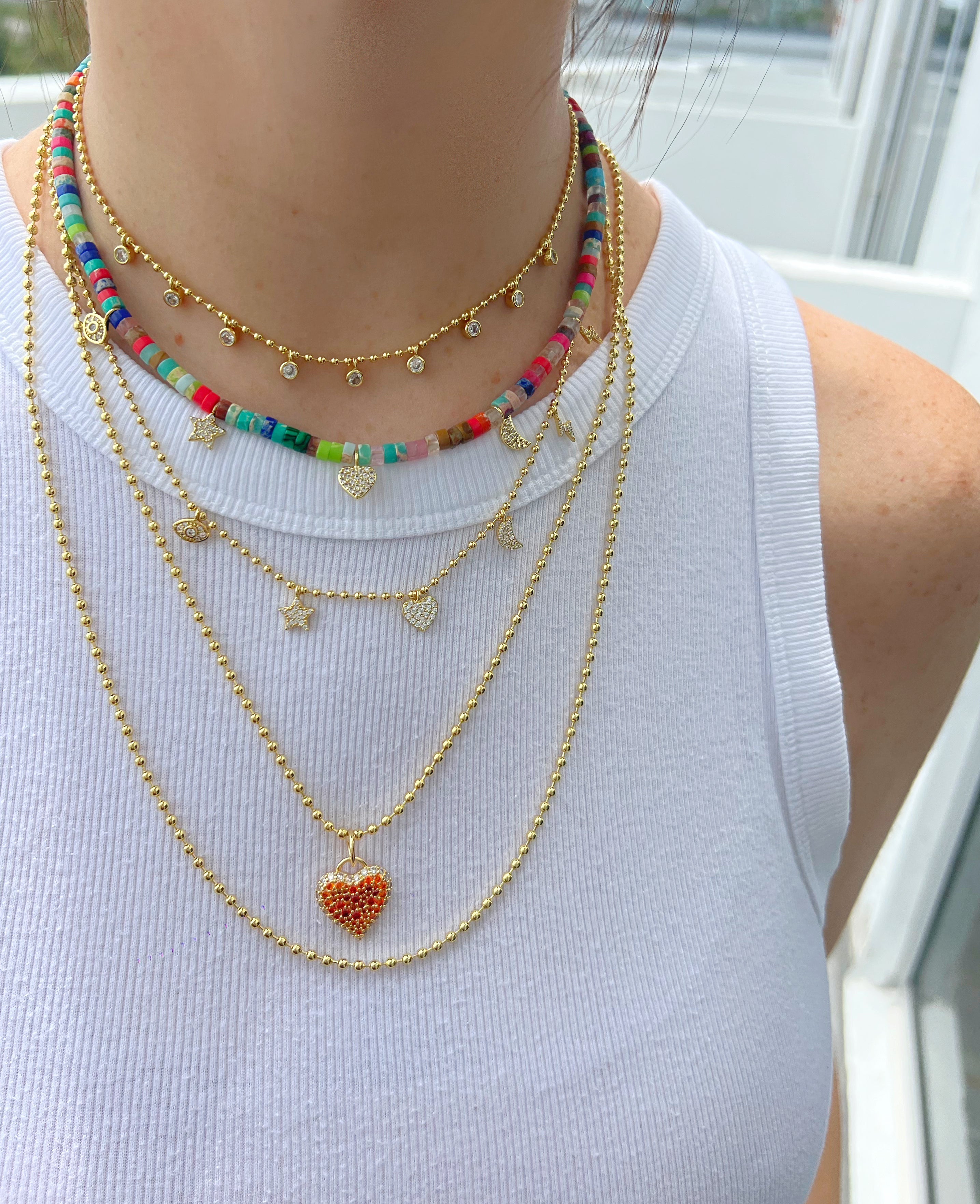 Rainbow Pukka Multi Charm Necklace