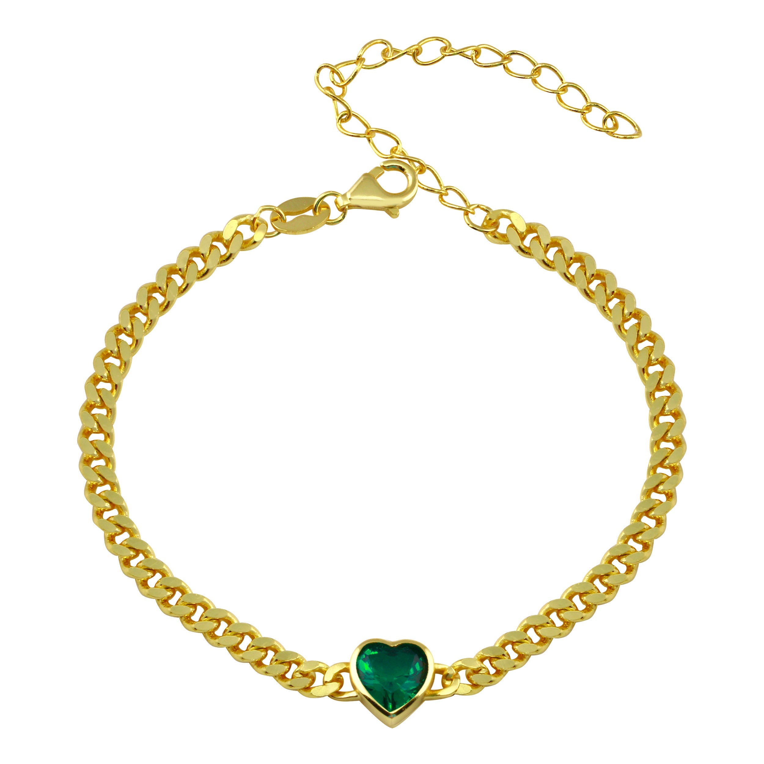 Color Heart Cuban Link Bracelet