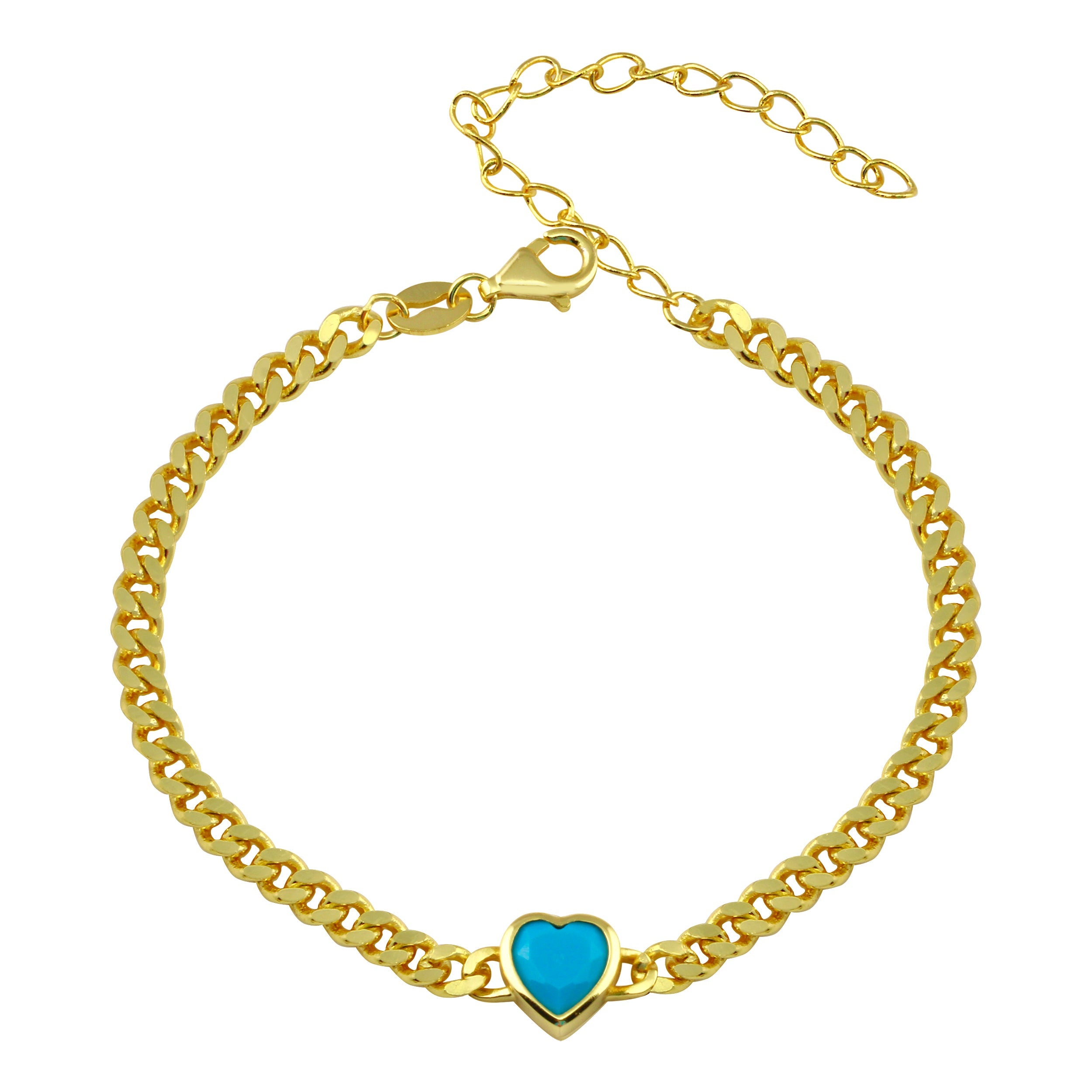 Color Heart Cuban Link Bracelet