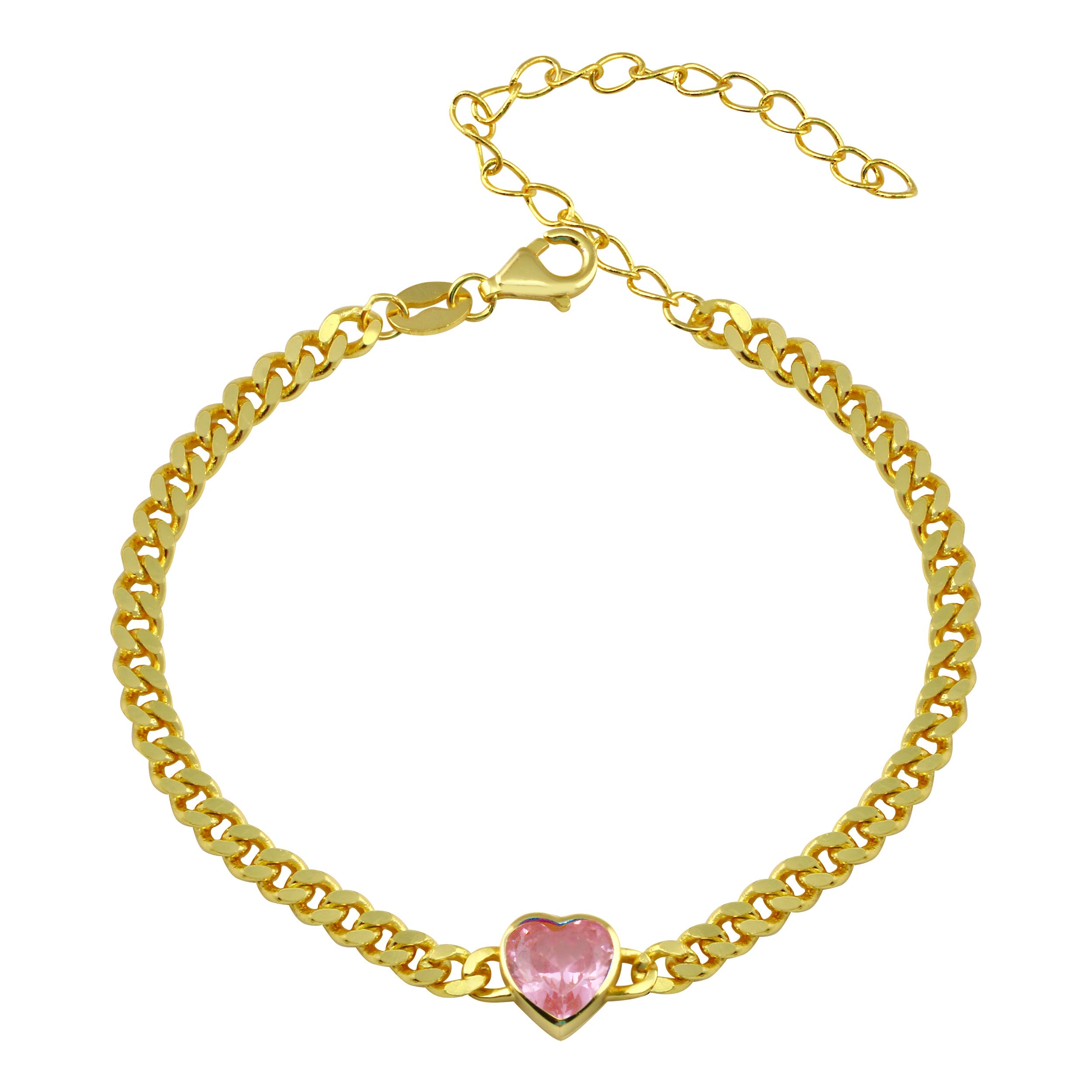 Color Heart Cuban Link Bracelet