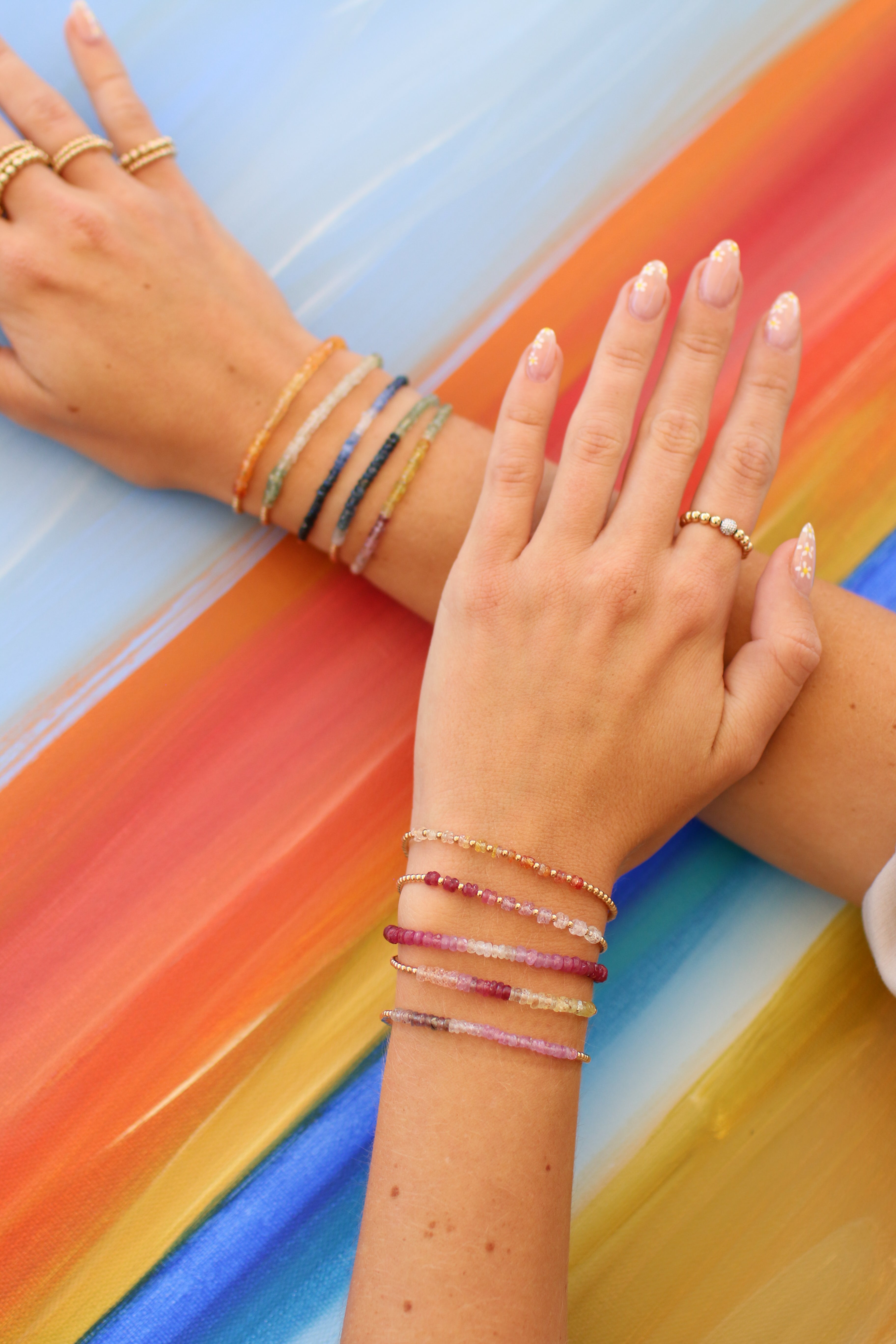 2MM Signature Bracelet with Pink Sugar Ombré Gold Pattern