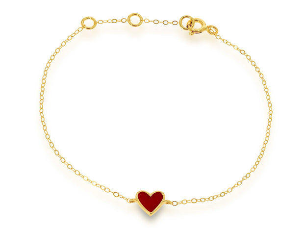 Mini Enamel Heart Chain Bracelet